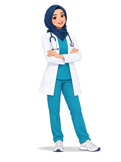 Doctor wearing a hijab and white coat